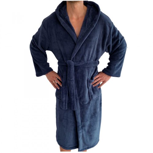 Halat de baie unisex Homelevel, L, Albastru, Poliester, 55291.112.3