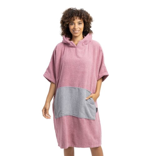 Poncho de baie unisex Homelevel, S-M, Roz / Gri, Bumbac organic, 54881.10.19