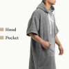 Poncho de baie cu broderie Homelevel, L-XL, Gri, Bumbac organic, 54979.20