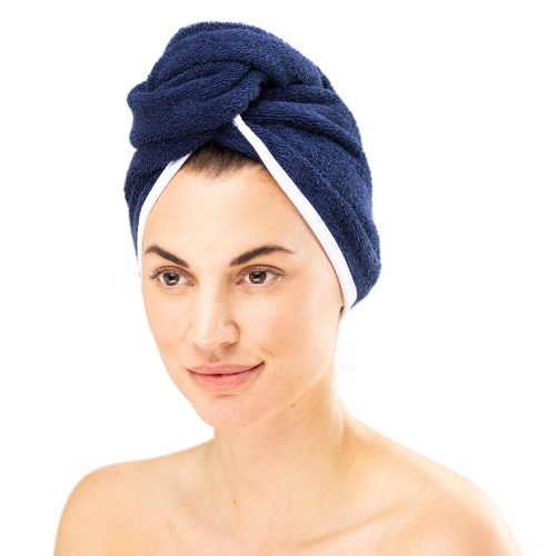 Turban de par unisex Homelevel, Universal, Albastru, Bumbac organic, 54863.17.01