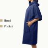 Poncho de baie unisex Homelevel, S-M, Albastru, Bumbac organic, 54881.17.19