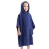 Poncho de baie pentru copii Homelevel, 6-9 ani, Albastru, Bumbac organic, 54880.17.42