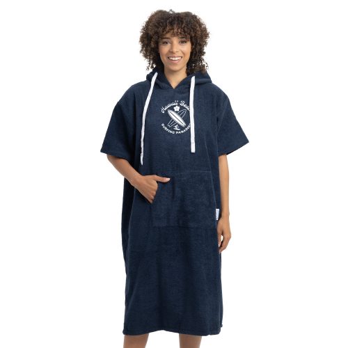 Poncho de baie cu broderie Homelevel, S-M, Albastru, Bumbac organic, 54984.19