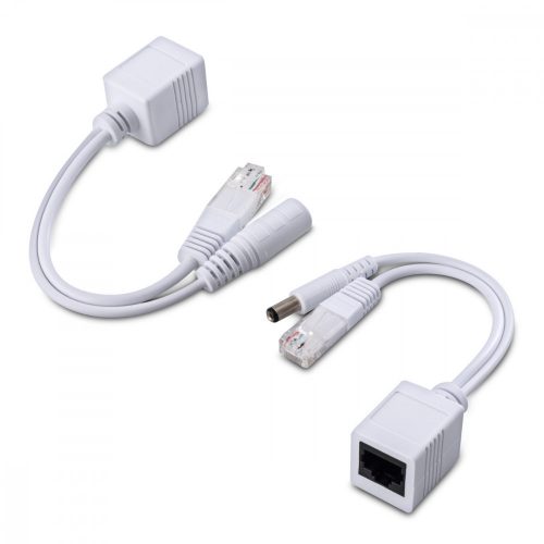 Set jector si cablu adaptor de alimentare pasiva prin ethernet PoE, Kwmobile, Alb, Plastic, 38614.02