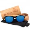 Ochelari de soare unisex Navaris, UV400, Bambus, Albastru, 40731.01.04