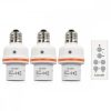 Set 3 Adaptoare dulie E27 cu telecomanda, Kwmobile, Alb, Plastic, 40809