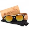 Ochelari de soare unisex Navaris, UV400, Bambus, Galben, 40731.01.06