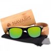 Ochelari de soare unisex Navaris, UV400, Bambus, Verde, 40731.01.07