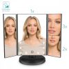 Oglinda Cosmetica cu 3 fete, Iluminare LED, marire 3x, pliabila, 43457.47