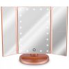 Oglinda Cosmetica cu 3 fete, Iluminare LED, marire 3x, pliabila, 43457.89