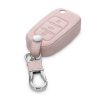 Husa Cheie Auto pentru VW / Skoda / Seat - 3 Butoane, Piele ecologica, Rose Gold, 41740.81