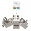 Set 1 Priza dubla de retea RJ45 10G cu 2 mufe CAT 6A, Kwmobile, Alb, Metal, 45360.01