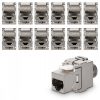 Set 12 Mufe CAT6A de 10 Gbit pentru cabluri Ethernet RJ45, Kwmobile, Argintiu, Metal, 45358.12