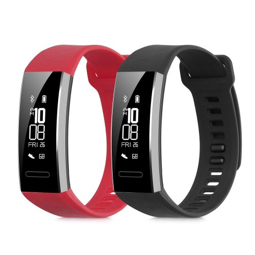 Set 2 Curele pentru Huawei Band 2 / Band 2 Pro, kwmobile, Silicon, Negru / Rosu, 43318.20