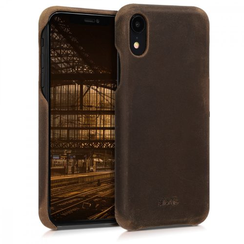 Husa pentru Apple iPhone XR, Piele naturala, Maro, 45955.05