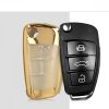 Husa Cheie Auto pentru Audi - 3 Butoane, Silicon, Gold, 44984.92