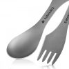 Spork 3-in-1 din titan pentru camping Navaris, Furculita, Lingura, Cutit, 46937.01