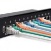 Patch Panel Cat6 cu 12 porturi RJ45 si montare pe perete, Kwmobile, Negru, Metal, 44493.02