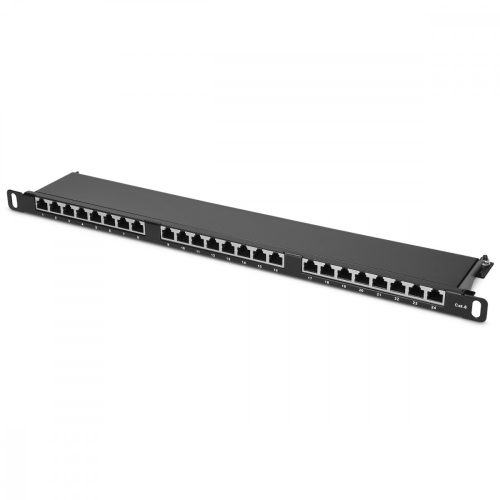 Patch Panel Cat6 cu 24 porturi RJ45 si montare in rack, Kwmobile, Negru, Metal, 48307.01.01