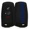 Husa Cheie Auto pentru BMW - 3 Butoane - Keyless Go, kwmobile, Silicon, Negru / Albastru, 41730.29