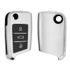 Husa Cheie Auto pentru VW / Skoda / Seat - 3 Butoane, kwmobile, Silicon, Silver / Negru, 48037.94