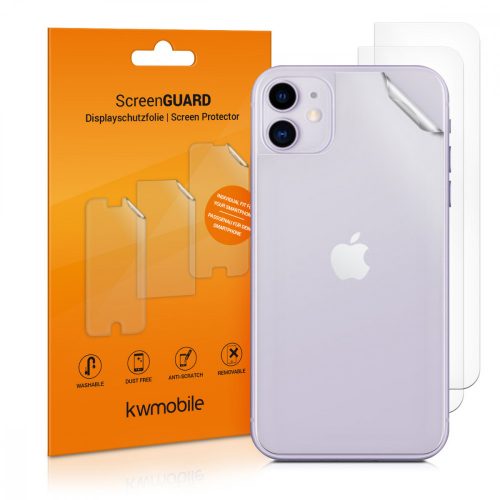 Set 3 Folii de protectie pentru Apple iPhone 11, kwmobile, Spate, Transparenta, 49790.5