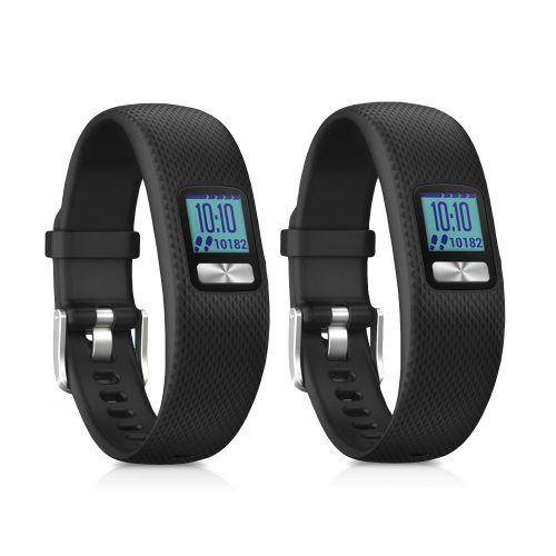 Set 2 Curele pentru Garmin Vivofit 4, kwmobile, Silicon, Negru, 44228.47