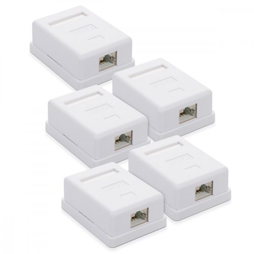 Set 5 Prize de RJ45 retea pentru cablu Ethernet CAT6A, Kwmobile, Alb, Metal, 50059.01.01