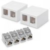 Set 2 Prize ecranate duble de retea RJ45 cu 2 mufe CAT 6A, Kwmobile, Alb, Plastic, 50454.02.02