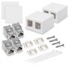 Set 2 Prize ecranate duble de retea RJ45 cu 2 mufe CAT 6A, Kwmobile, Alb, Plastic, 50454.02.02