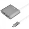 Adaptor USB-C la dublu HDMI 4k 30Hz, Kwmobile, Argintiu, Metal, 50604.01