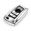 Husa Cheie Auto pentru BMW - 3 Butoane - Keyless Go, Silicon, Silver, 50978.94