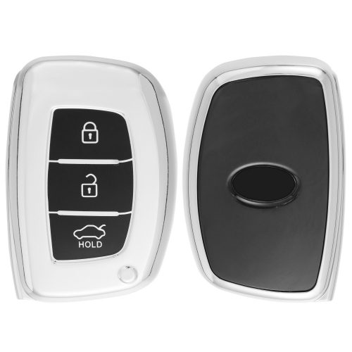 Husa Cheie Auto pentru Hyundai / Kia - 3 Butoane - Keyless Go, Silicon, Silver, 51052.94