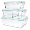 Set de 3 caserole de depozitare a alimentelor din sticla, 1500ml, 1000ml, 600ml, 47684.03.01