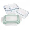 Set de 3 caserole de depozitare a alimentelor din sticla, 1500ml, 1000ml, 600ml, 47684.03.01