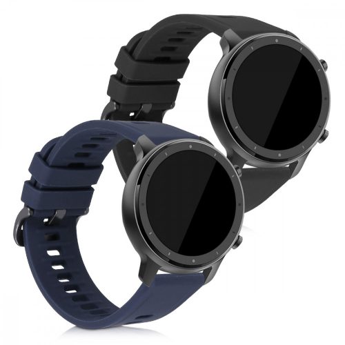 Set 2 curele pentru Xiaomi Amazfit GTR (47mm) / Amazfit GTR 2, Silicon, Negru / Albastru, 51169.01