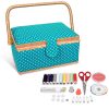 Set cutie de cusut Navaris din lemn si 36 de accesorii, 24.5 x 17.5 x 12.5 cm, 49047.03