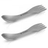 Set 2 x Spork 3-in-1 din titan pentru camping Navaris, Furculita, Lingura, Cutit, 51390.02