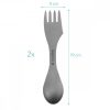 Set 2 x Spork 3-in-1 din titan pentru camping Navaris, Furculita, Lingura, Cutit, 51390.02