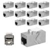 Set 12 Mufe pentru cabluri Ethernet RJ45 si Cat 6A, Kwmobile, Argintiu, Metal, 52348.01.12