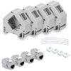 Set 4 Mufe CAT6A de 10 Gbit cu 4 carcase pentru cabluri Ethernet RJ45, Kwmobile, Gri, Metal, 47696.04