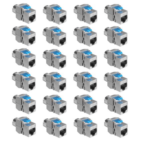 Set 24 Mufe CAT8 de 40 Gbit pentru cabluri Ethernet RJ45, Kwmobile, Argintiu, Metal, 52517.24