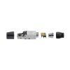 Set 4 Mufe CAT6A RJ-45 pentru cabluri Ethernet CAT6A ecranate, Kwmobile, Argintiu/Negru, Metal, 52520.04