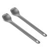 Set 2 x Spork din titan cu maner lung pentru camping Navaris, 21.5 cm, 52986.02