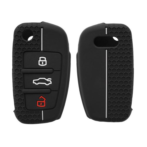 Husa Cheie Auto pentru Audi - 3 Butoane, kwmobile, Silicon, Negru, 53134.03