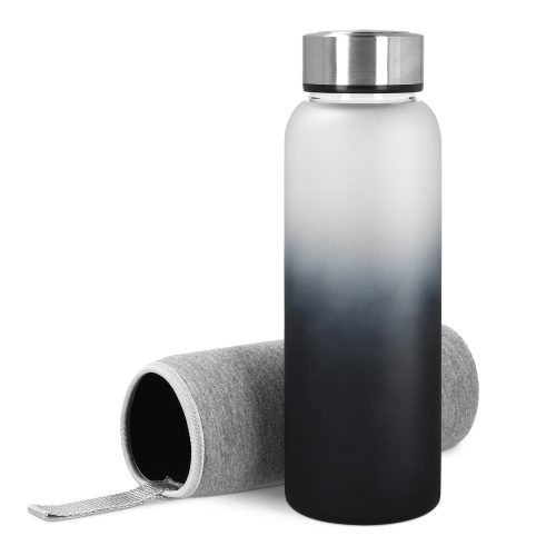 Sticla de apa din sticla borosilicata Navaris, 950 ml, Husa neopren, Negru, 53167.22