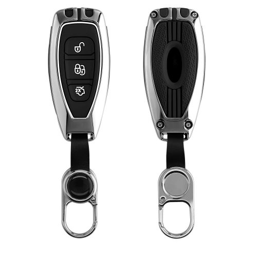 Husa Cheie Auto pentru Ford - 3 Butoane - Keyless Go, kwmobile, Aliaj zinc, Silver, 53578.35