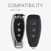 Husa Cheie Auto pentru Ford - 3 Butoane - Keyless Go, kwmobile, Aliaj zinc, Silver, 53578.35