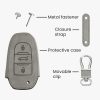 Husa Cheie Auto pentru Peugeot / Citroen - 3 Butoane - Keyless Go, Piele nabuc, Gri, 53762.01