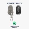 Husa Cheie Auto pentru Peugeot / Citroen - 3 Butoane - Keyless Go, Piele nabuc, Gri, 53762.01